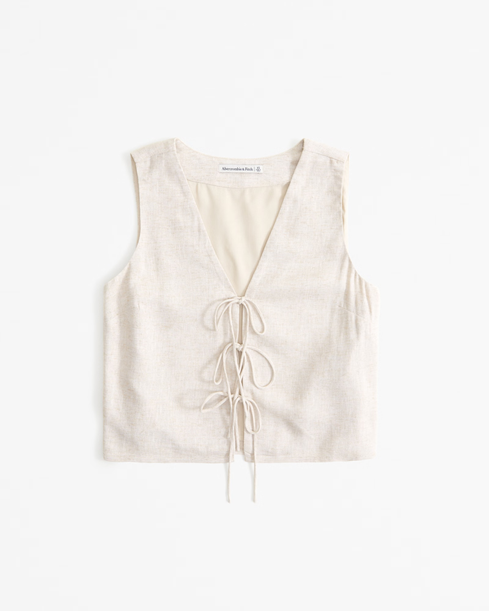 Women's Linen-Blend Tie-Front Vest Top | Women's New Arrivals | Abercrombie.com | Abercrombie & Fitch (UK)