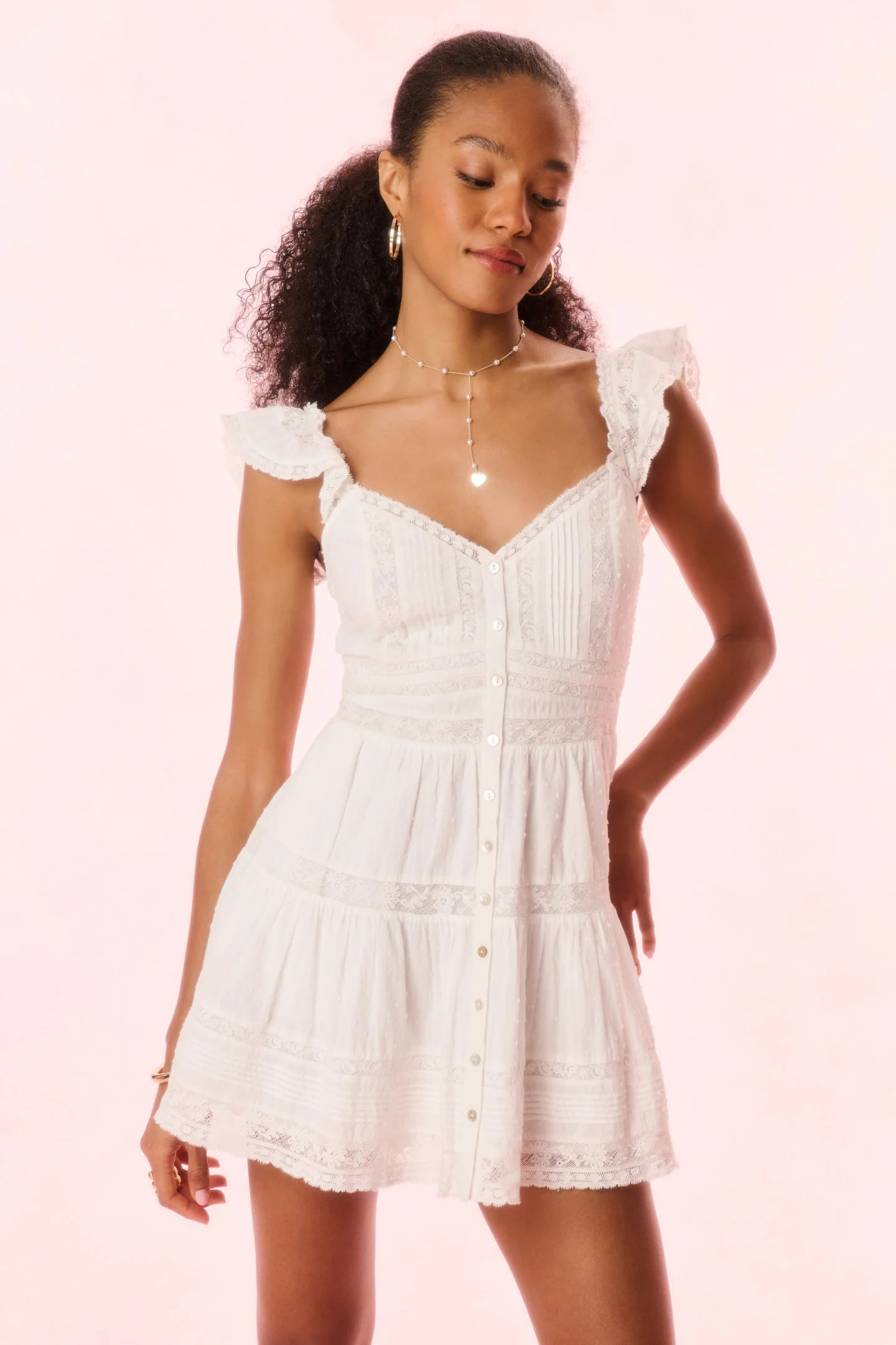 Rietta Cotton Lace-Trimmed Mini Dress | LoveShackFancy
