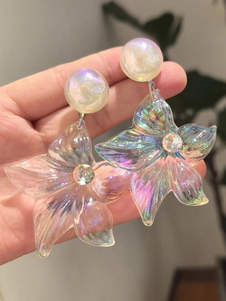 2 Pairs Starfish & Faux Pearl Mermaid Style Colorful Acrylic Earrings, Fashion & Sweet Design, Su... | SHEIN