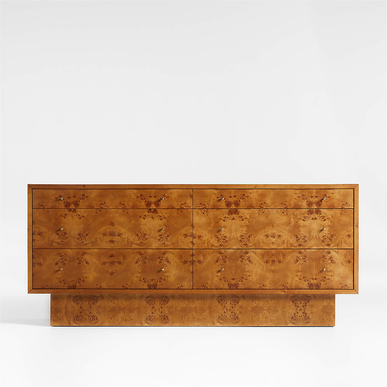 Ambrose 76" Mappa Burl Wood 6-Drawer Dresser + Reviews | Crate & Barrel | Crate & Barrel