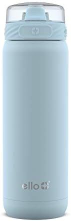 Ello Cooper Vacuum Insulated Stainless Steel Water Bottle Silicone Straw, 22 oz, Light Blue | Amazon (US)