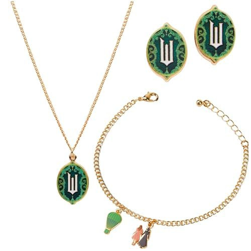wicked Jewelry Set for Women Elphaba And Glinda Cute Accessories Earrings, Necklace & Charm Bracelet Stuff - Gifts for Her | Amazon (US)