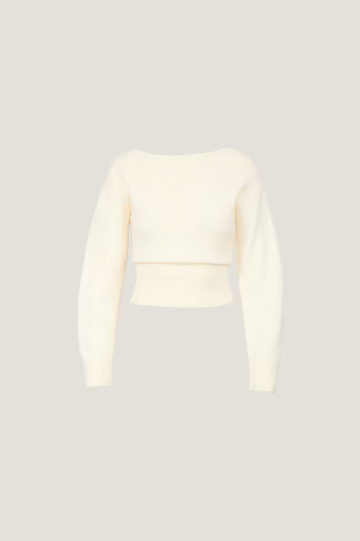 Juliet Cinched Boat Neck Sweater | Dynamite Clothing