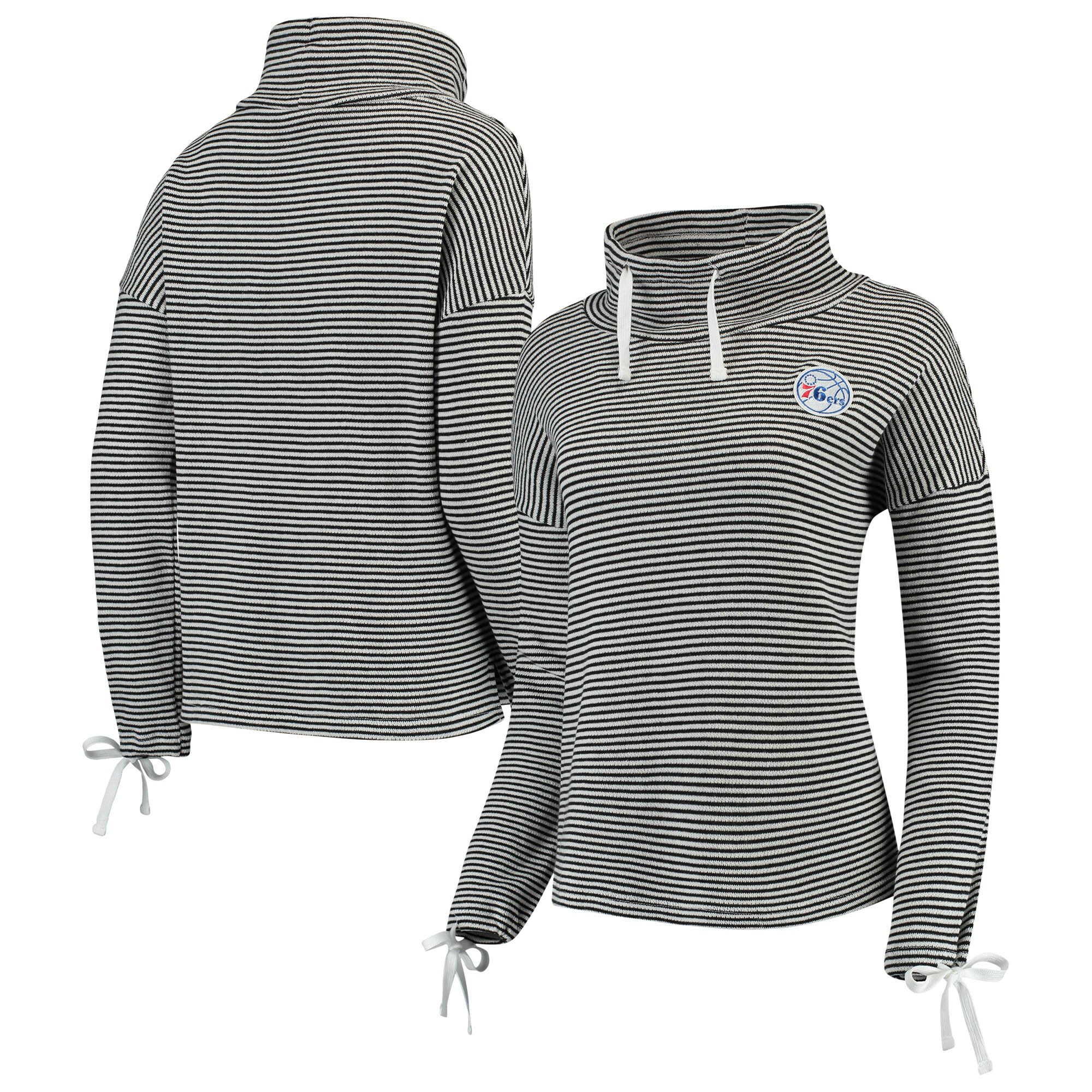 Women's Philadelphia 76ers Black Sunday-Funday Funnel Neck Knit Shirt | NBA Shop