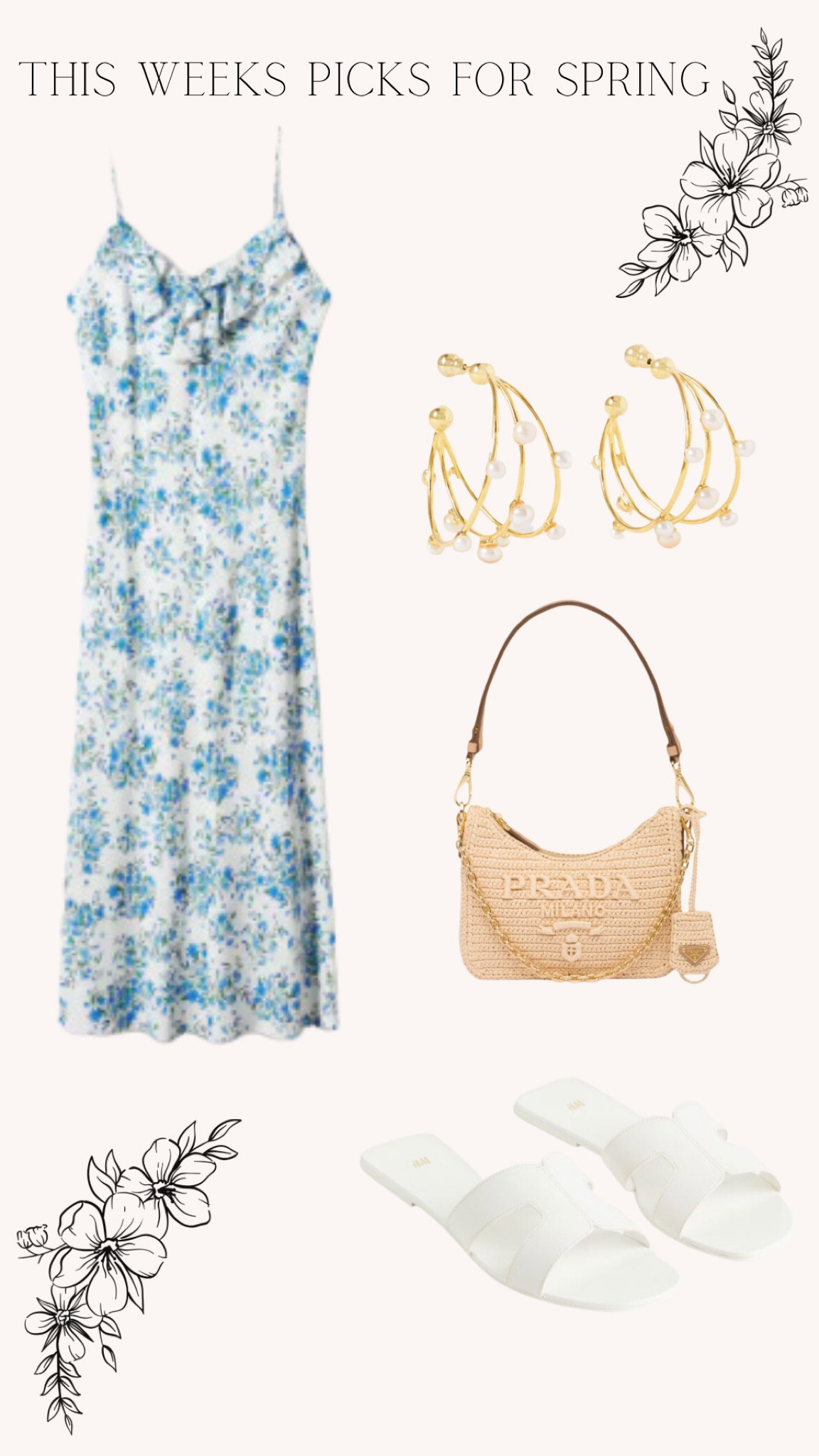 Spring picks for the week! 

Floral dress - dress - spring dress - flower dress - spring flower dress - blue flower dress - maxi dress - dress for spring - dress for summer - prada bag - prada raffia bag - summer bag - spring bag - raffia bag - designer bag - gold earrings - Pearl and gold earrings - slides - white slides - sandals - white sandals - Hermes oran - Hermes oran sandals - Hermes sandals - Hermes sandals dupe - oran sandals dupe 

#LTKstyletip #LTKSeasonal #LTKunder100