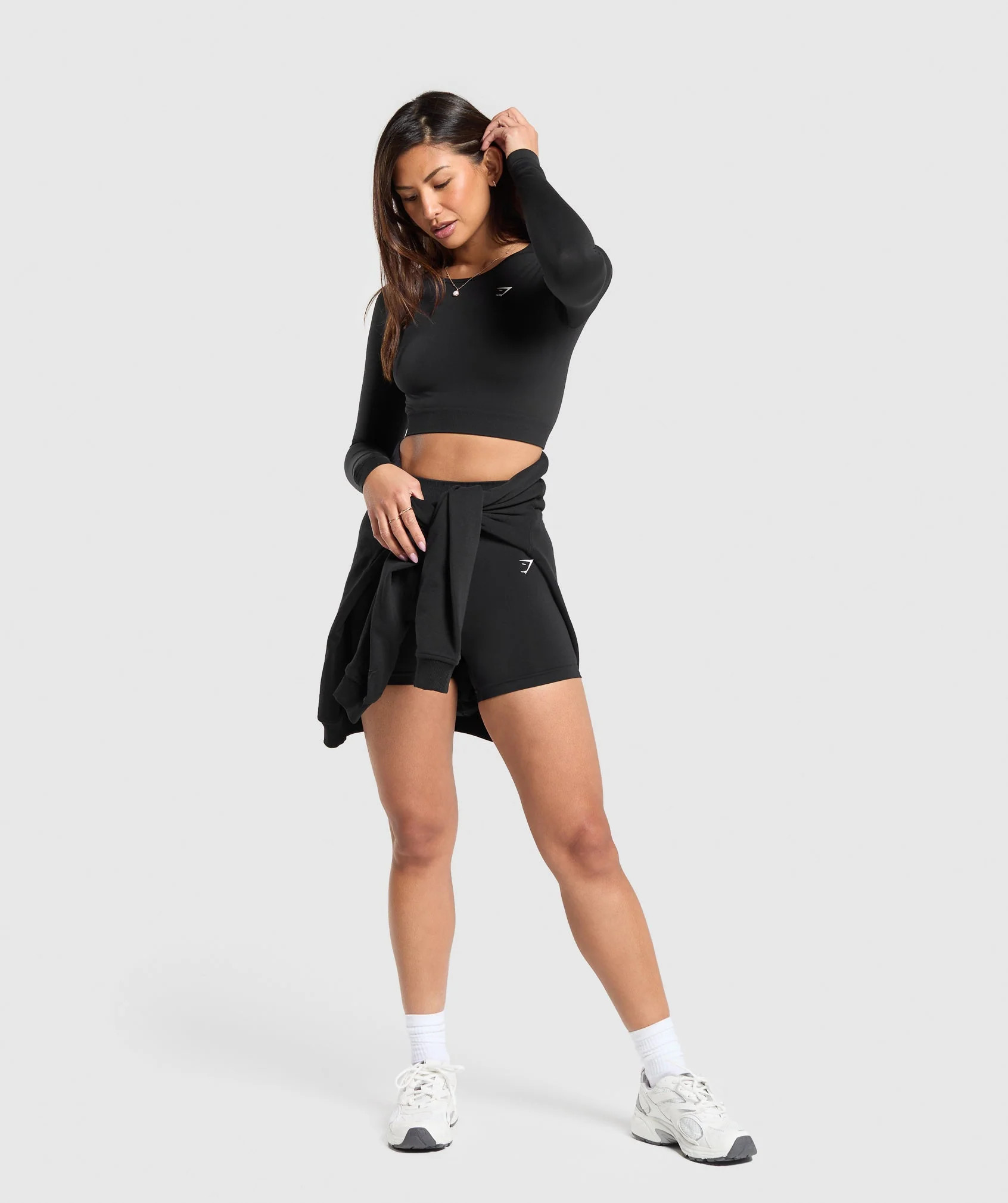 Gymshark Everyday Seamless Long Sleeve Crop Top - Black | Gymshark US