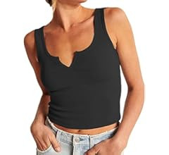 Artfish Women's Scoop Neck Sleeveless Knit Ribbed Fitted Casual Crop Tank Top | Amazon (US)