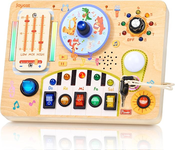 JoyCat Busy Board with Led Light, Toddler Toys for 1 2 3 4 Year Old Boys and Girls, Wooden Sensor... | Amazon (US)