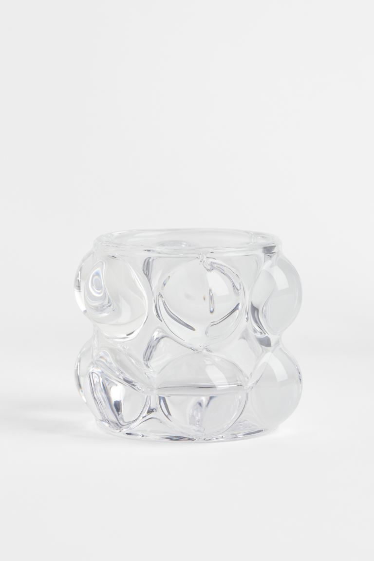 Bubbled Glass Tea Light Holder - Clear glass - Home All | H&M US | H&M (US)