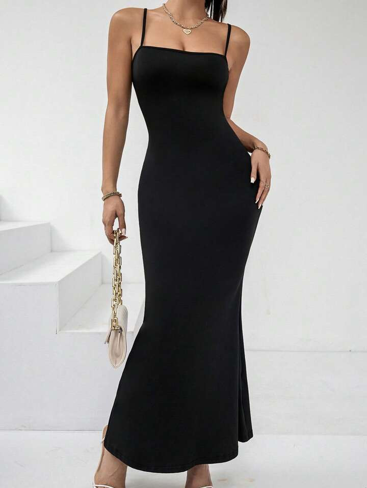 SHEIN Privé Solid Mermaid Hem Cami Dress | SHEIN