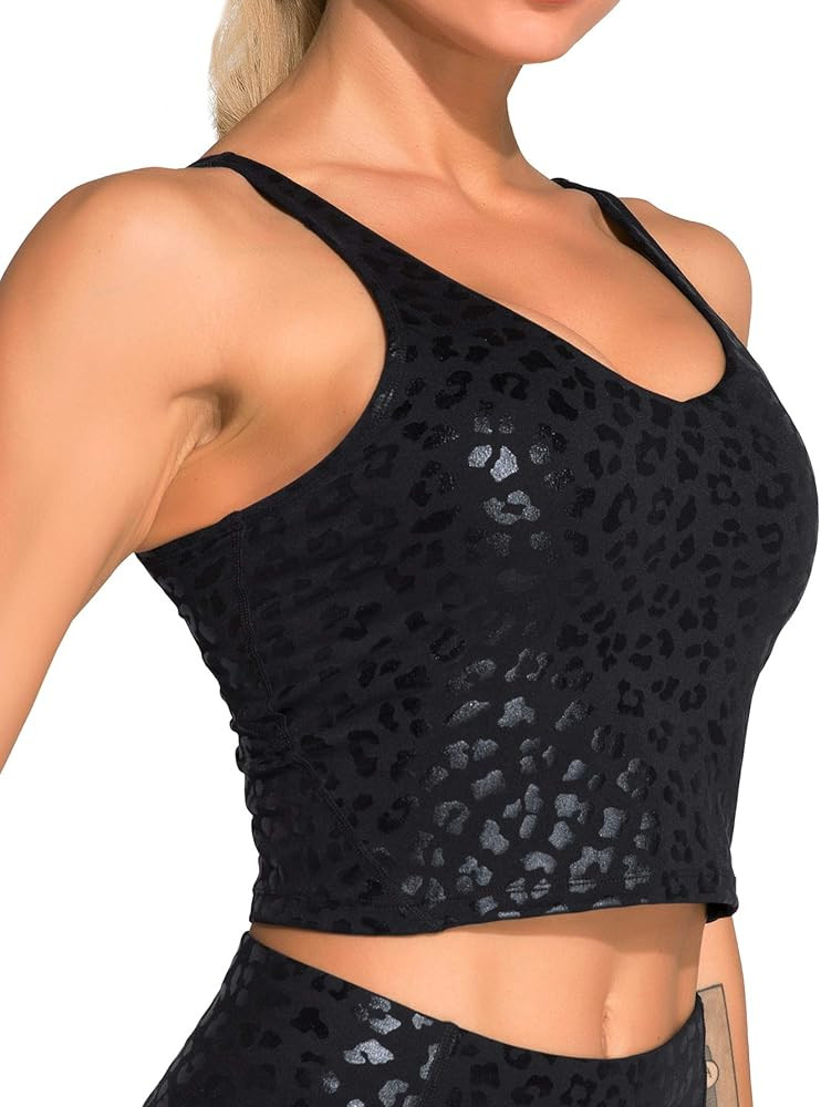 Sports Bra for Women Longline Padded Bra Yoga Crop Tank Tops Fitness Workout Running Top | Amazon (US)