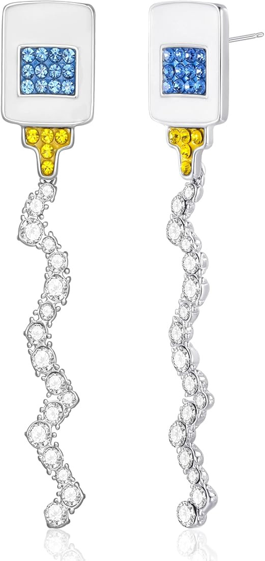 CLASSYZINT Glue Dangle Earrings for Women White Enameld Glue with Liner Rhinestone Handmade Earrings | Amazon (US)