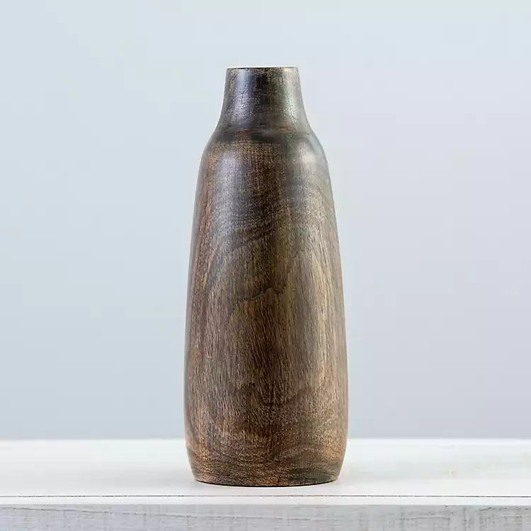 Dark Gray Mango Wood Vase, 12 in. | Kirkland's Home