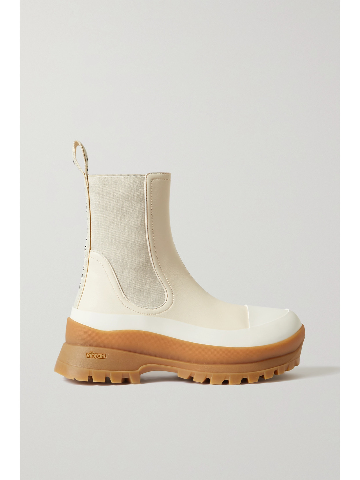 Stella McCartney - Trace Logo-detailed Vegetarian Leather Chelsea Boots - Cream | NET-A-PORTER (UK & EU)