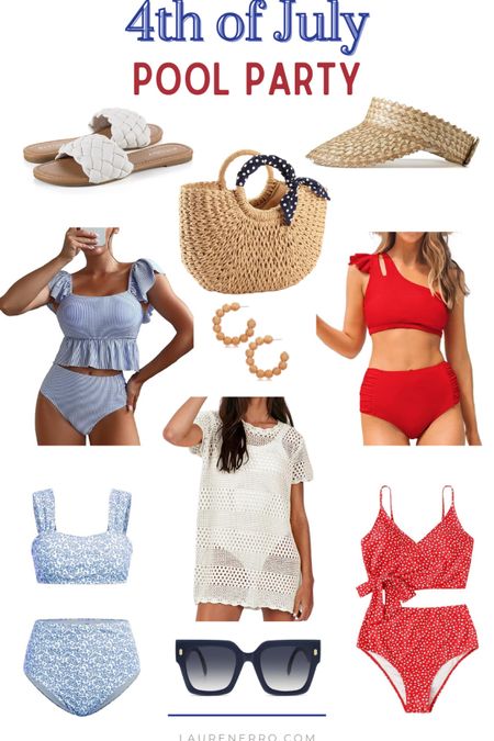 4th of July pool or beach attire!
.
.
.
Red white and blue beachwear, straw hat, swimsuit, bathing suit, visor, straw bag, Amazon jewelry, Amazon fashion, patriotic outfit, summer outfit, sunglasses, sandals, vacation outfit 

#LTKSeasonal #LTKStyleTip #LTKFindsUnder50