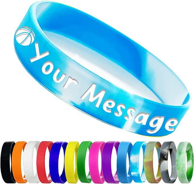 Personalized Silicone Wristbands Bulk with Text Message Custom Rubber Bracelets Customized Rubber... | Amazon (US)