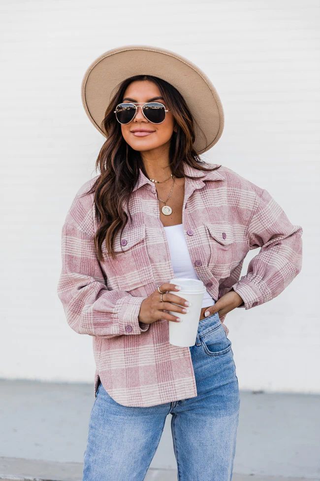 On The Same Sides Pink Plaid Shacket | The Pink Lily Boutique