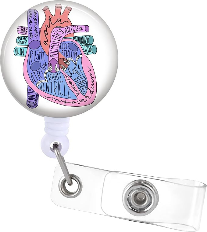 Amazon.com: Badge Reels Retractable ID Clip Holder Heart - Heart Anatomical Cardiology Cardiac Nu... | Amazon (US)
