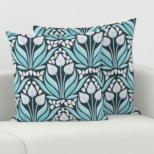Floating Petals - Pantone Mega Matter [Blue] Square Throw Pillow Cover byartndesignco | Spoonflower