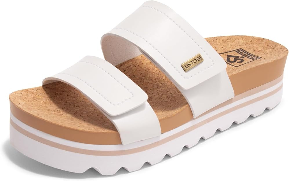 Flatform Platform Sandals Women Arch Support Beach Slides Orthotic Summer Causal Cork Footbed Adj... | Amazon (US)