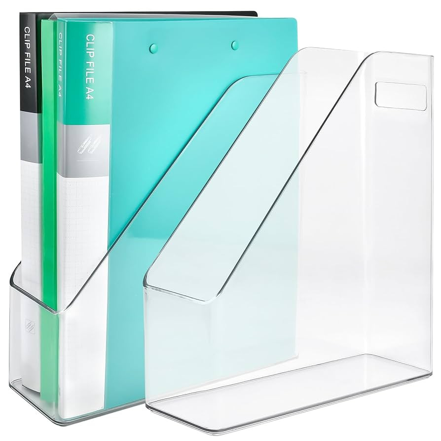 2 Pack Acrylic Magazine File Holder,A4 Vertical File Organizer with Handle for Desk,Clear Documen... | Amazon (US)