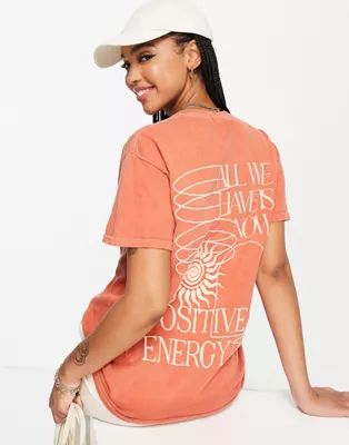 Topshop positive energy short sleeve graphic oversized tee in coral | ASOS | ASOS (Global)