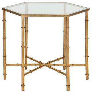SAFAVIEH Kerri Gold/Glass End Table FOX2517B - The Home Depot | The Home Depot