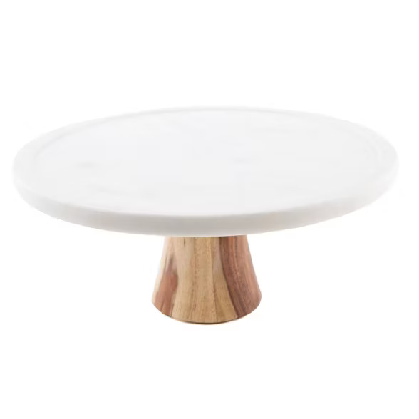 Thirstystone White Marble With Sheesham Wood Pedestal Cake Stand | Target