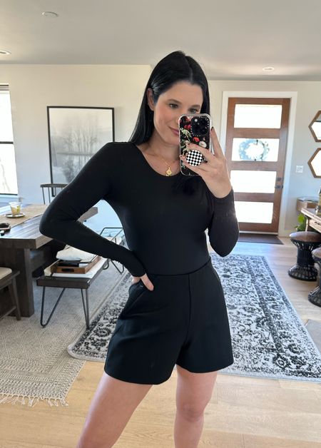 This entire outfit is 10% off with code DTKXSPANX! 

I’m wearing a small in the bodysuit. It is perfect if you have a long torso. 

The shorts are a brand new release and are the comfiest, chicest shorts ever! I’m wearing the size small and you can easily dress these up or down.

My necklace is 20% off with code DTKAUSTIN20 

#LTKstyletip #LTKunder100