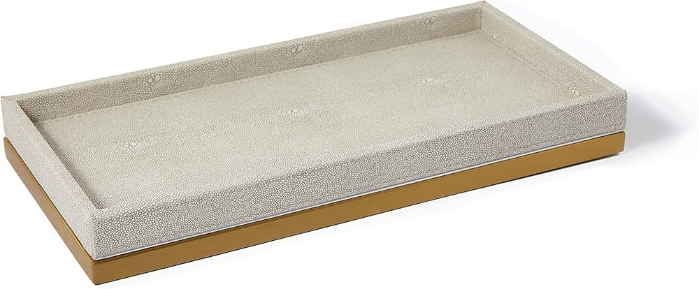 Ivory Faux Shagreen Leather Decorative tray, Vanity tray, Bathroom tray, Organizer Tray for Dress... | Amazon (US)