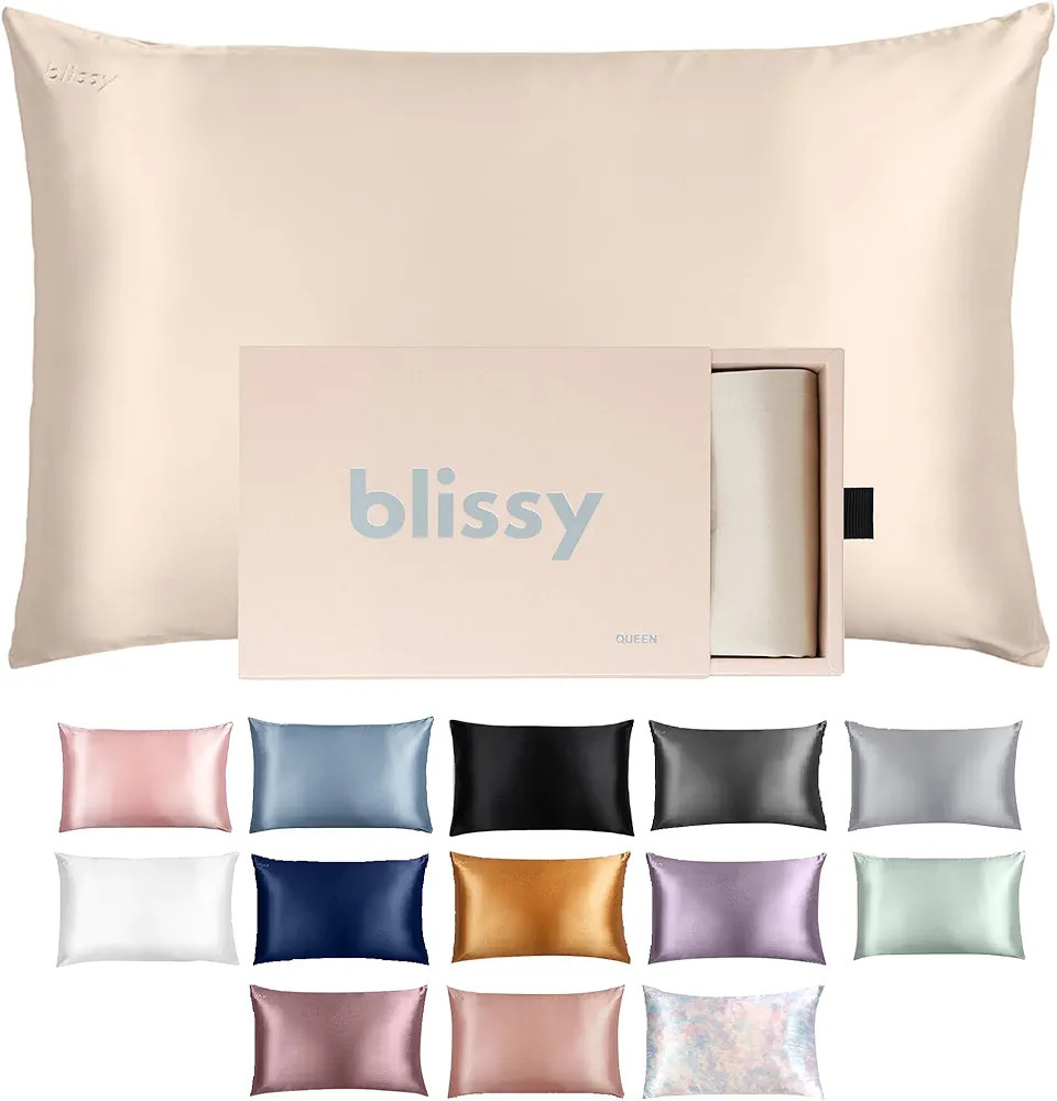 Blissy Silk Pillowcase - 100% Pure Mulberry Silk - 22 Momme 6A High-Grade Fibers - Silk Pillow Co... | Amazon (US)