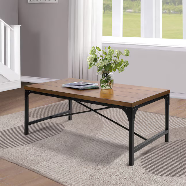 Uolfin Zeus Wood Acacia Wood Veneer Modern Coffee Table with Storage | Lowe's