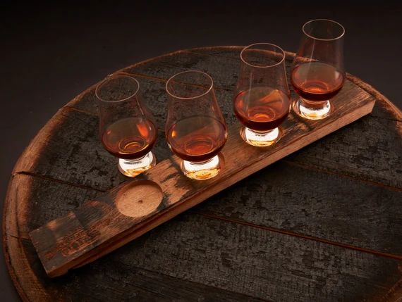 Whiskey Flight Board and 4 Optional Glencairn Whiskey Glasses, Whiskey Serving Tray, Whiskey Tast... | Etsy (US)