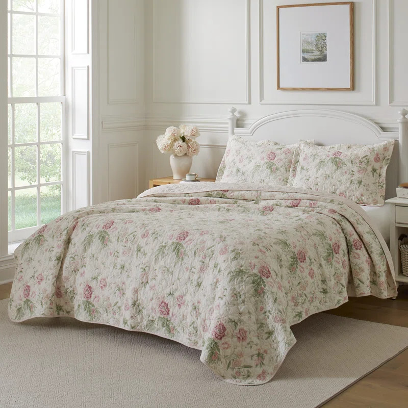 Breezy Floral 100% Cotton Reversible Quilt Set | Wayfair North America