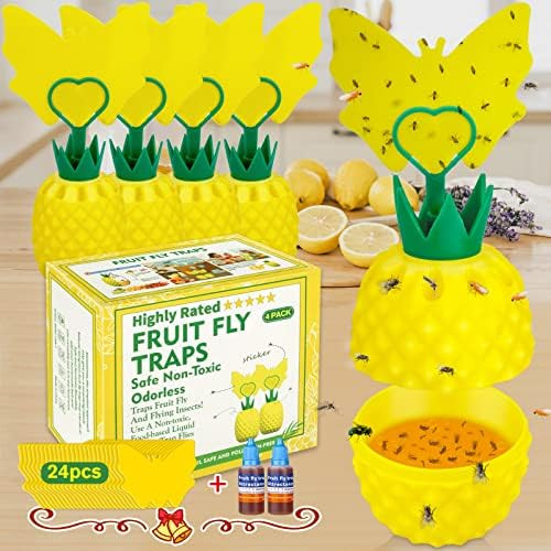 Fruit Fly Trap for Indoors with Sticky Pads, Gnat Trap with Bait for Indoor Outdoor, Effective Fl... | Amazon (US)