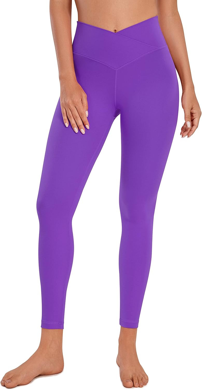 CRZ YOGA Womens Butterluxe Cross Waist Workout Leggings 25 Inches - V Crossover High Waisted Gym ... | Amazon (US)
