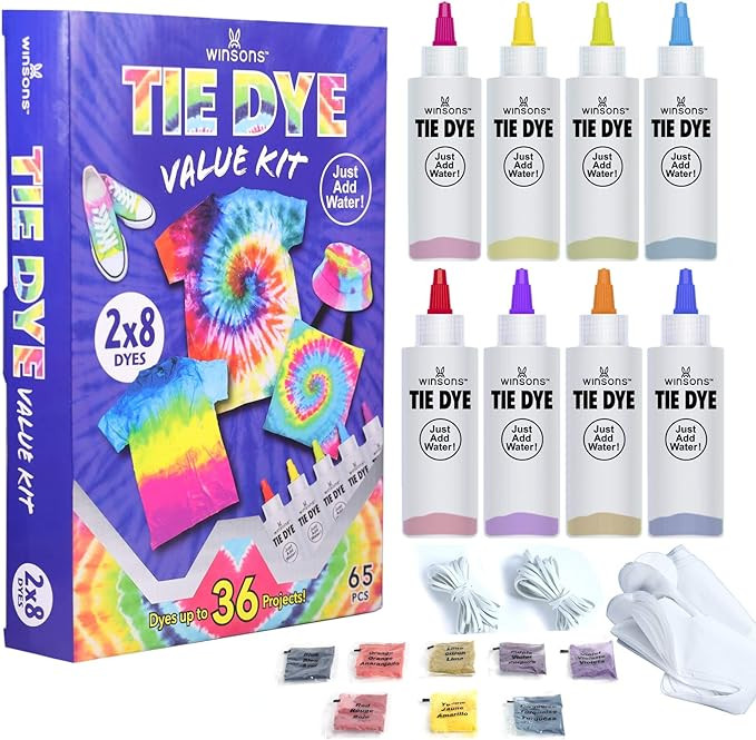 WINSONS Tie Dye Kit, 8 Colours Non Toxic Permanent Fabric Dye Art Set for Kids Women for Homemade... | Amazon (US)