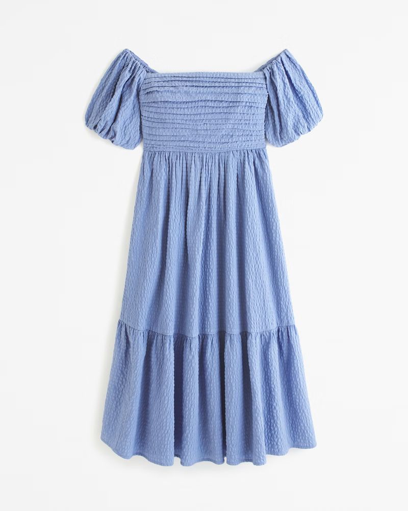 Women's Emerson Off-The-Shoulder Midi Dress | Women's New Arrivals | Abercrombie.com | Abercrombie & Fitch (US)