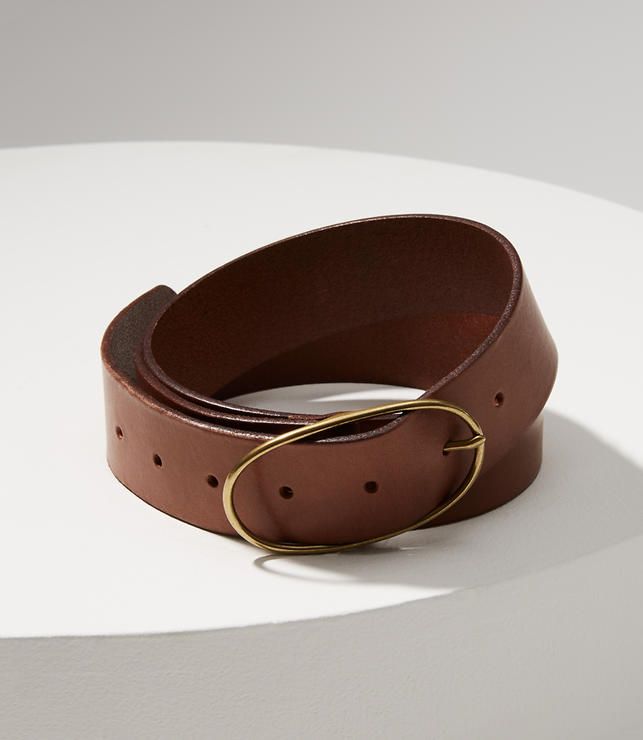 Oval Buckle Leather Belt | LOFT