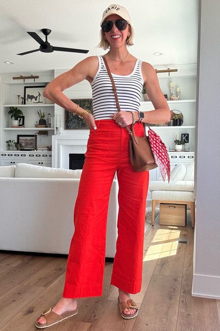 Wide leg pants for summer!! These cropped style pants are so extremely comfortable and breathable in this! I love that they could be dressed up for work or date night casually for every day❤️

Wearing my tts 27 tall 

#LTKWorkwear #LTKStyleTip #LTKOver40