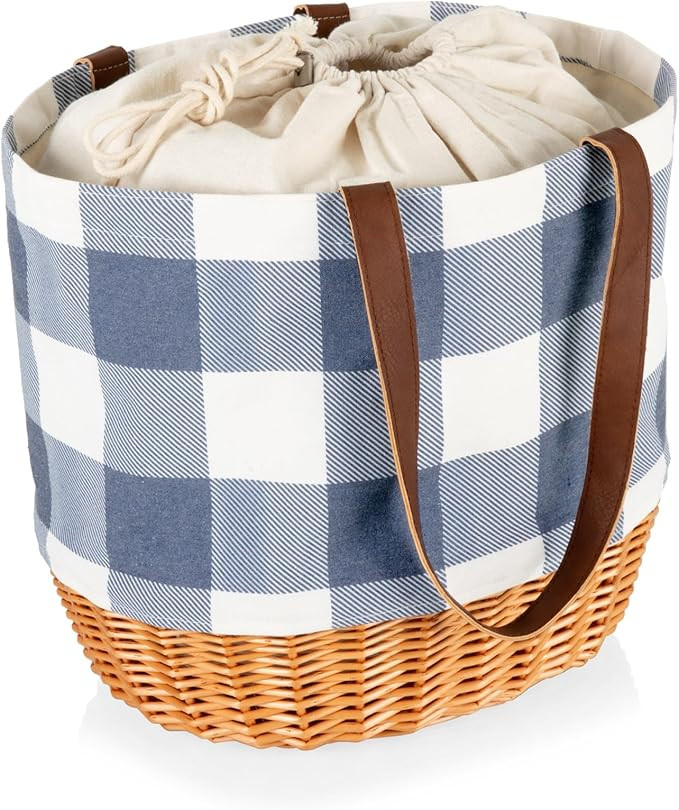 PICNIC TIME Coronado Canvas and Willow Basket Tote, Picnic Tote Bag, Beach Tote | Amazon (US)