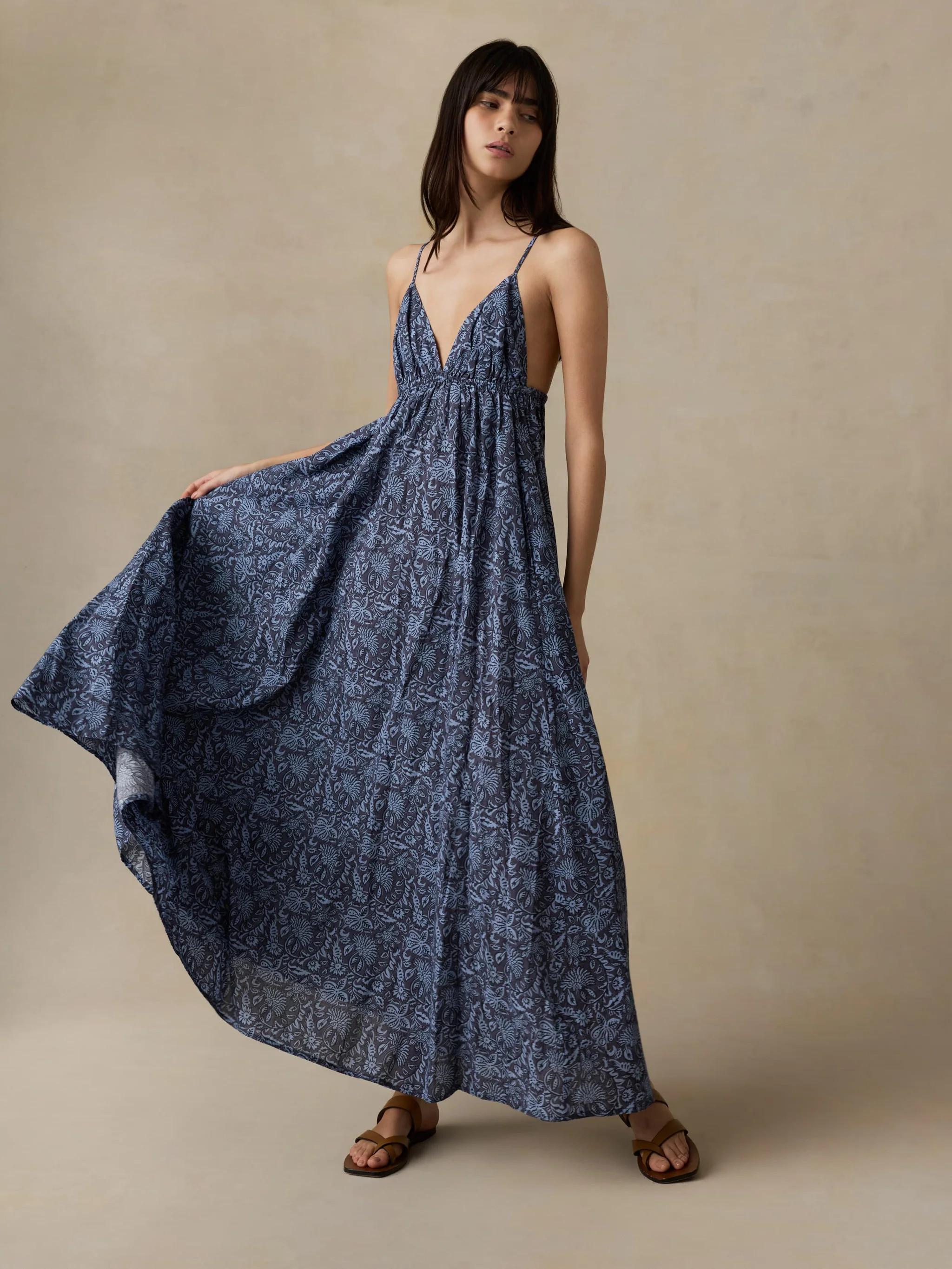 Voile Sadie Dress - Blue Moon Petals | Faherty