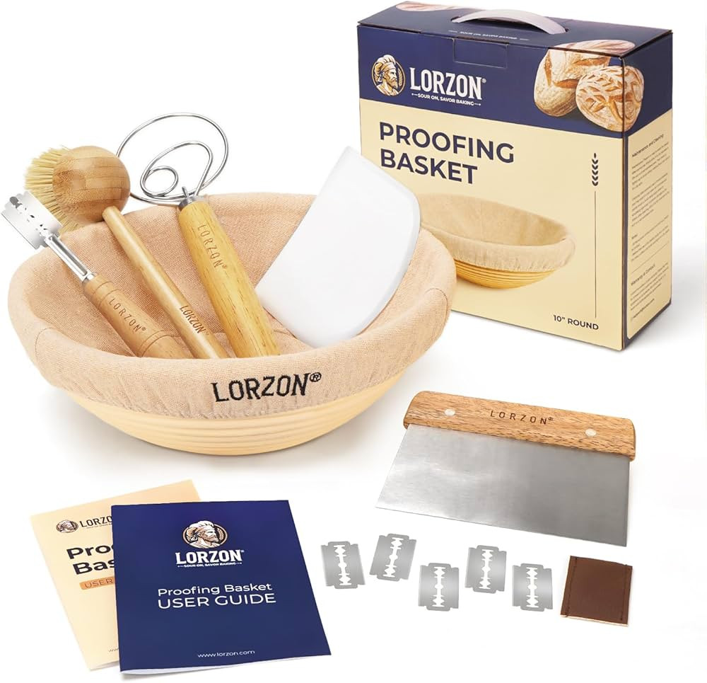Banneton Bread Proofing Basket Set, 10" Round Sourdough Proofing Basket with Sourdough Bread Baki... | Amazon (US)
