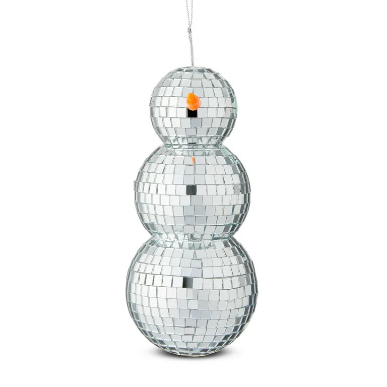 Silver Disco Ball Snowman Christmas Ornament, 6 in, by Holiday Time | Walmart (US)