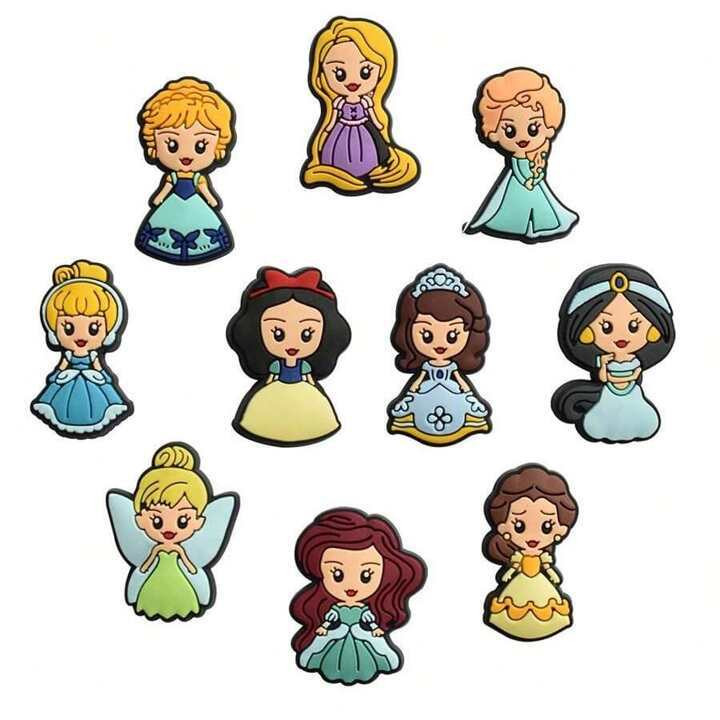 Disney 10pcs Disney Princess Pattern Shoe Charms Set, PVC Shoe Decorations For Beach Bag, Shoe Ac... | SHEIN