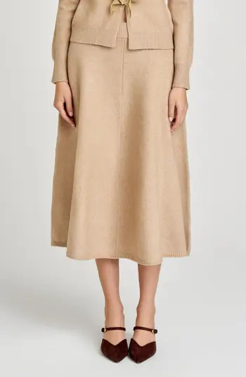 WAYF Kayla A-Line Knit Midi Skirt in Beige at Nordstrom Rack, Size Large | Nordstrom Rack