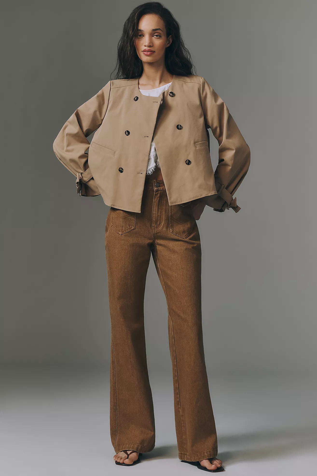 Maeve Double-Breasted Crop Trench Coat | Anthropologie (US)