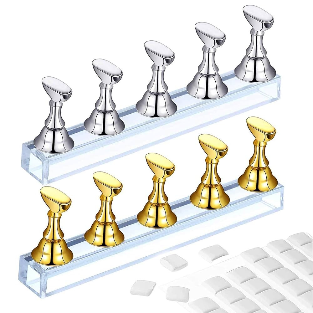 2 Set Acrylic Nail Practice Stand Magnetic Nail Tip Art Display Stand Holder Manicure Tool with R... | Amazon (US)