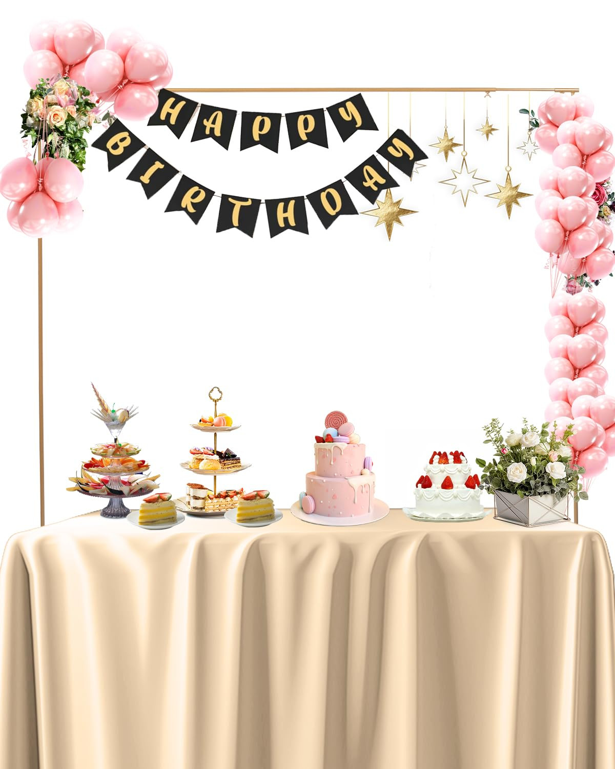 Over The Table Rod Stand with Clamps 49-102" Adjustable Metal Balloon Arch Stand Flower Table Arc... | Amazon (US)