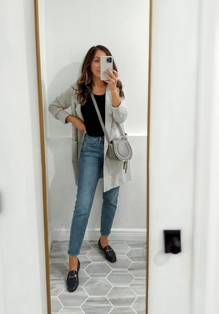 Cardigan in xs but you can size down if you want it less roomy. Loafers tts. Levi’s jeans if in-between sizes, size up (they almost seem to run a tad small)



#LTKitbag #LTKshoecrush #LTKstyletip